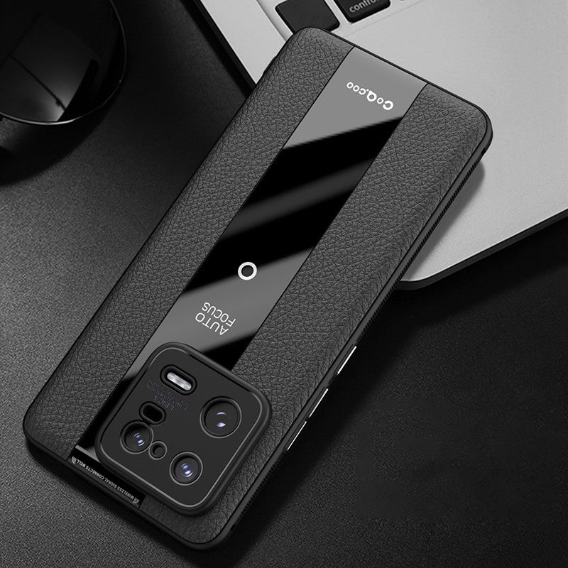 Q.COO For Xiaomi 13 Pro 5G Shockproof Case Textured PU Leather+TPU+Acrylic Phone Protector