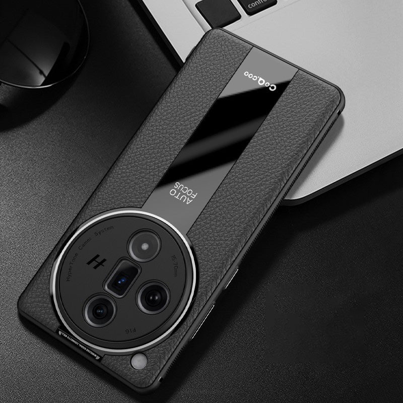 Q.COO For Oppo Find X7 Ultra Back Phone Cover PU Leather+TPU+Acrylic Dustproof Case