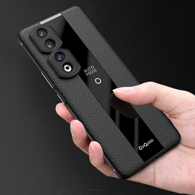 Q.COO For Honor 90 Cover PU Leather+TPU+Acrylic Non-slip Smart Phone Case