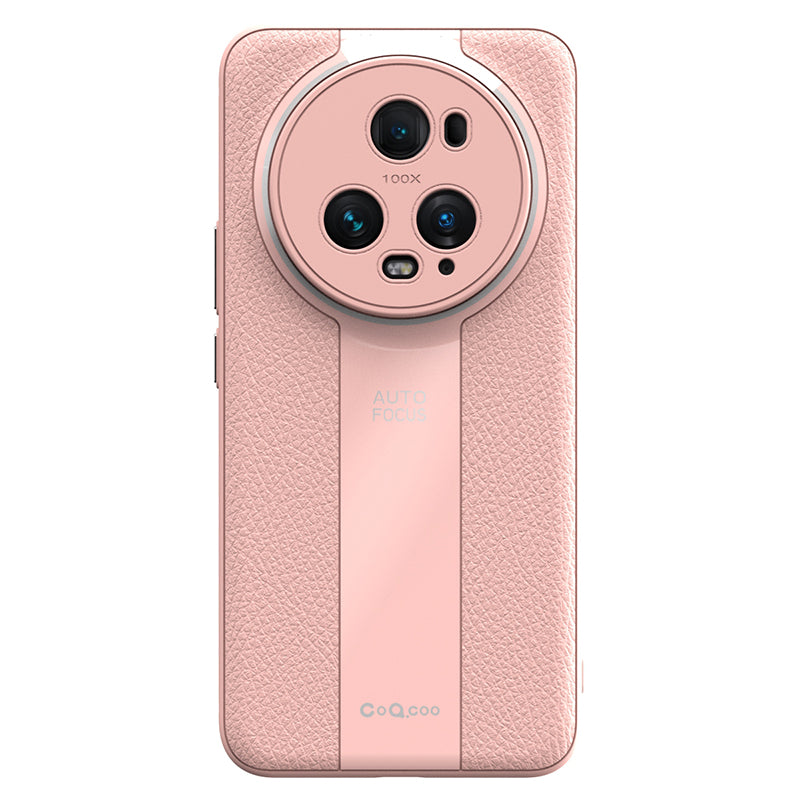 Q.COO For Honor Magic5 Case Slim Textured PU Leather+TPU+Acrylic Phone Guard Cover