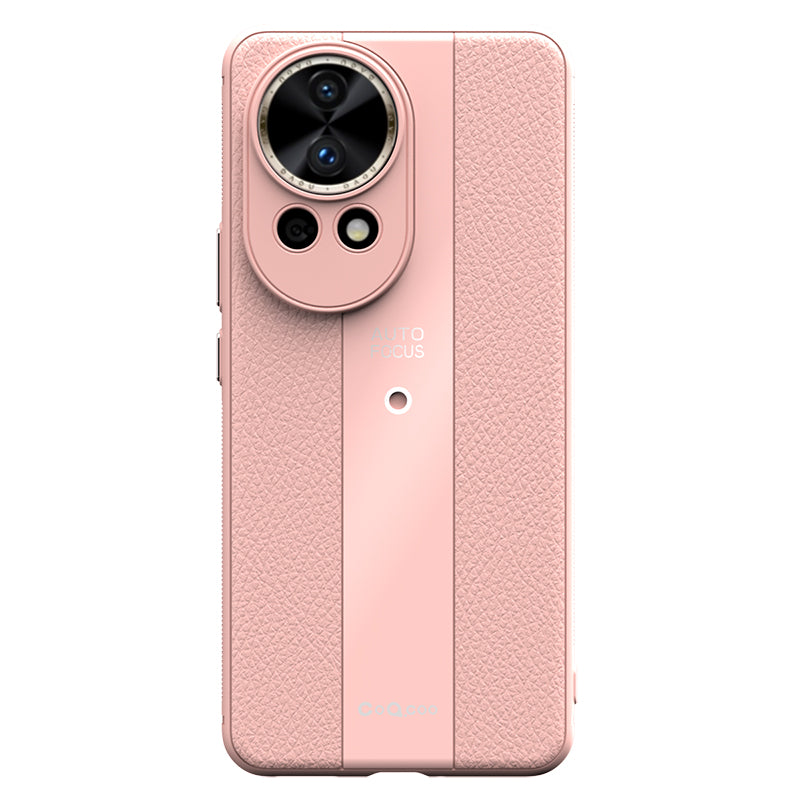 Q.COO For Huawei nova 12 5G Case Bump Proof Textured PU Leather+TPU+Acrylic Smart Phone Shell