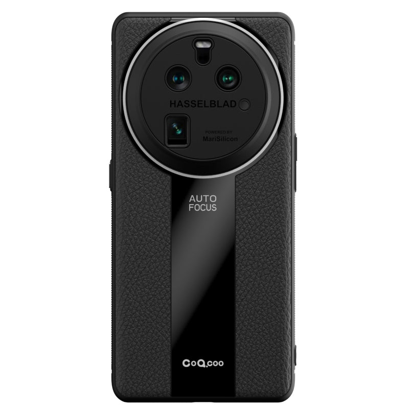 Q.COO For Oppo Find X6 Case Drop-proof PU Leather+TPU+Acrylic Phone Protective Shell