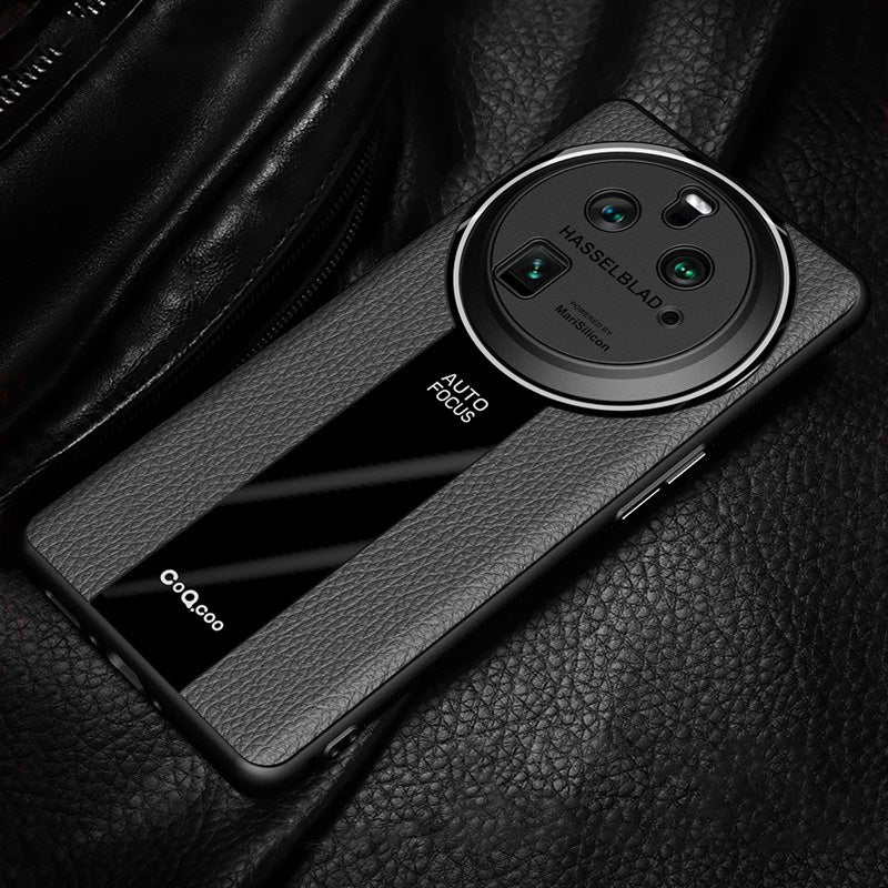 Q.COO For Oppo Find X6 Case Drop-proof PU Leather+TPU+Acrylic Phone Protective Shell