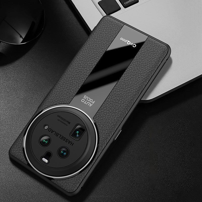 Q.COO For Oppo Find X6 Case Drop-proof PU Leather+TPU+Acrylic Phone Protective Shell