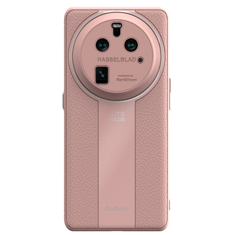 Q.COO For Oppo Find X6 Case Drop-proof PU Leather+TPU+Acrylic Phone Protective Shell