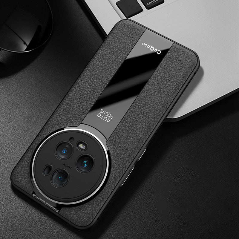 Q.COO For Honor Magic5 Pro Cover Anti-fall PU Leather Coated TPU+Acrylic Smartphone Case