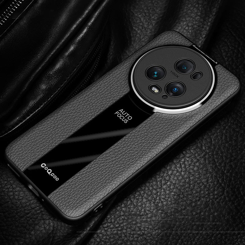 Q.COO For Honor Magic5 Pro Cover Anti-fall PU Leather Coated TPU+Acrylic Smartphone Case