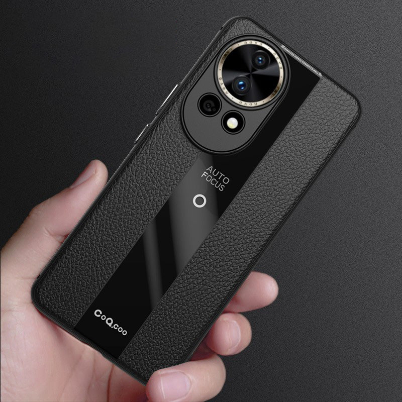 Q.COO Non-slip Case for Huawei nova 12 Pro 5G / 12 Ultra 5G Cover Leather+TPU+Acrylic Slim Smartphone Shell