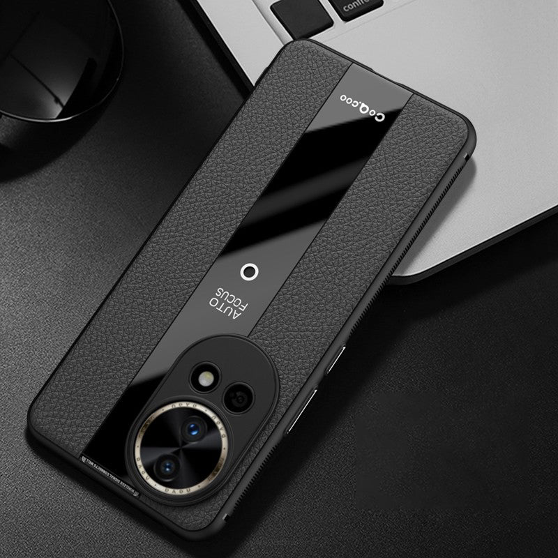 Q.COO Non-slip Case for Huawei nova 12 Pro 5G / 12 Ultra 5G Cover Leather+TPU+Acrylic Slim Smartphone Shell