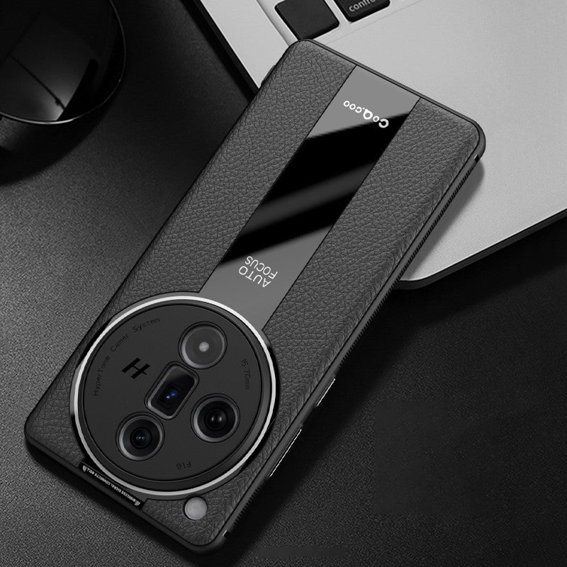 Q.COO For Oppo Find X7 5G Cover PU Leather+TPU+Acrylic Anti-scratch Cell Phone Case