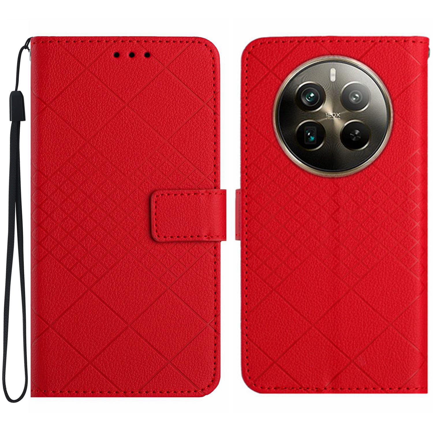 HT06 For Realme 12 Pro 5G / 12 Pro+ 5G Leather Case Wallet Flip Phone Cover Litchi Texture