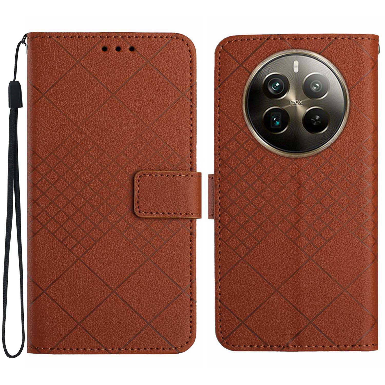 HT06 For Realme 12 Pro 5G / 12 Pro+ 5G Leather Case Wallet Flip Phone Cover Litchi Texture