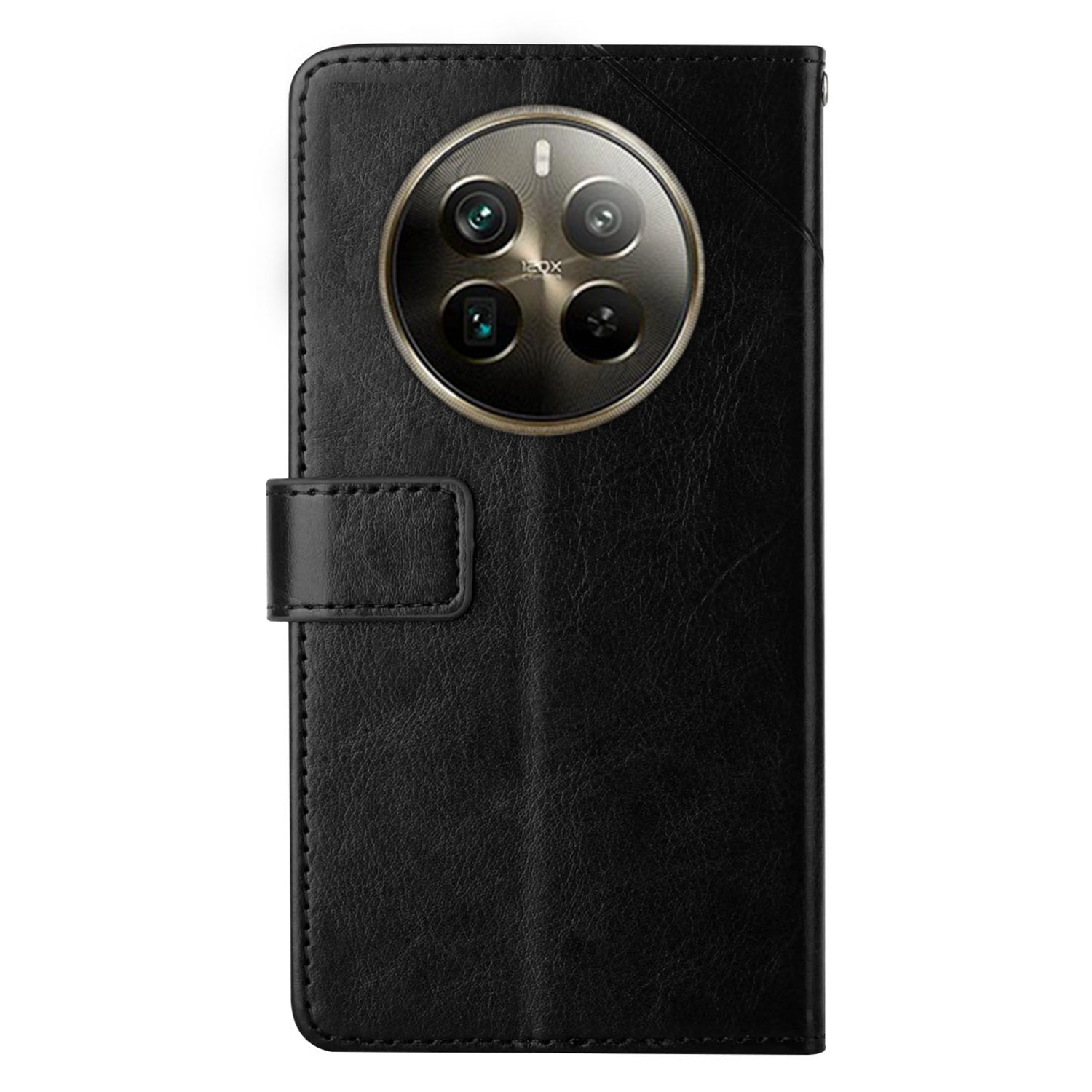 HT01 For Realme 12+ 5G Case Flip Wallet Leather Cover Y-shaped Lines Imprinted