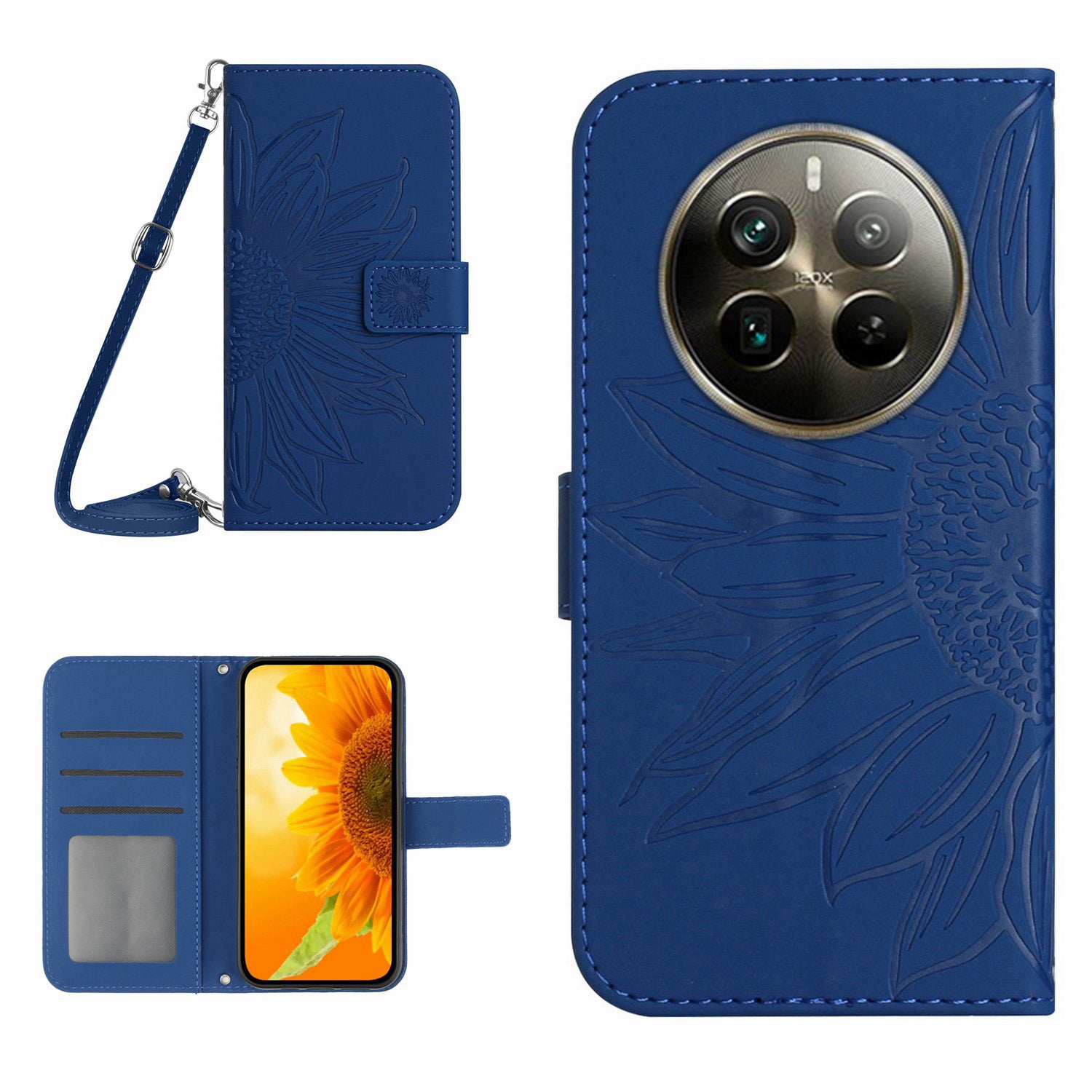 HT04 For Realme 12 Pro 5G / 12 Pro+ 5G Case Sunflower Leather Crossbody Phone Cover