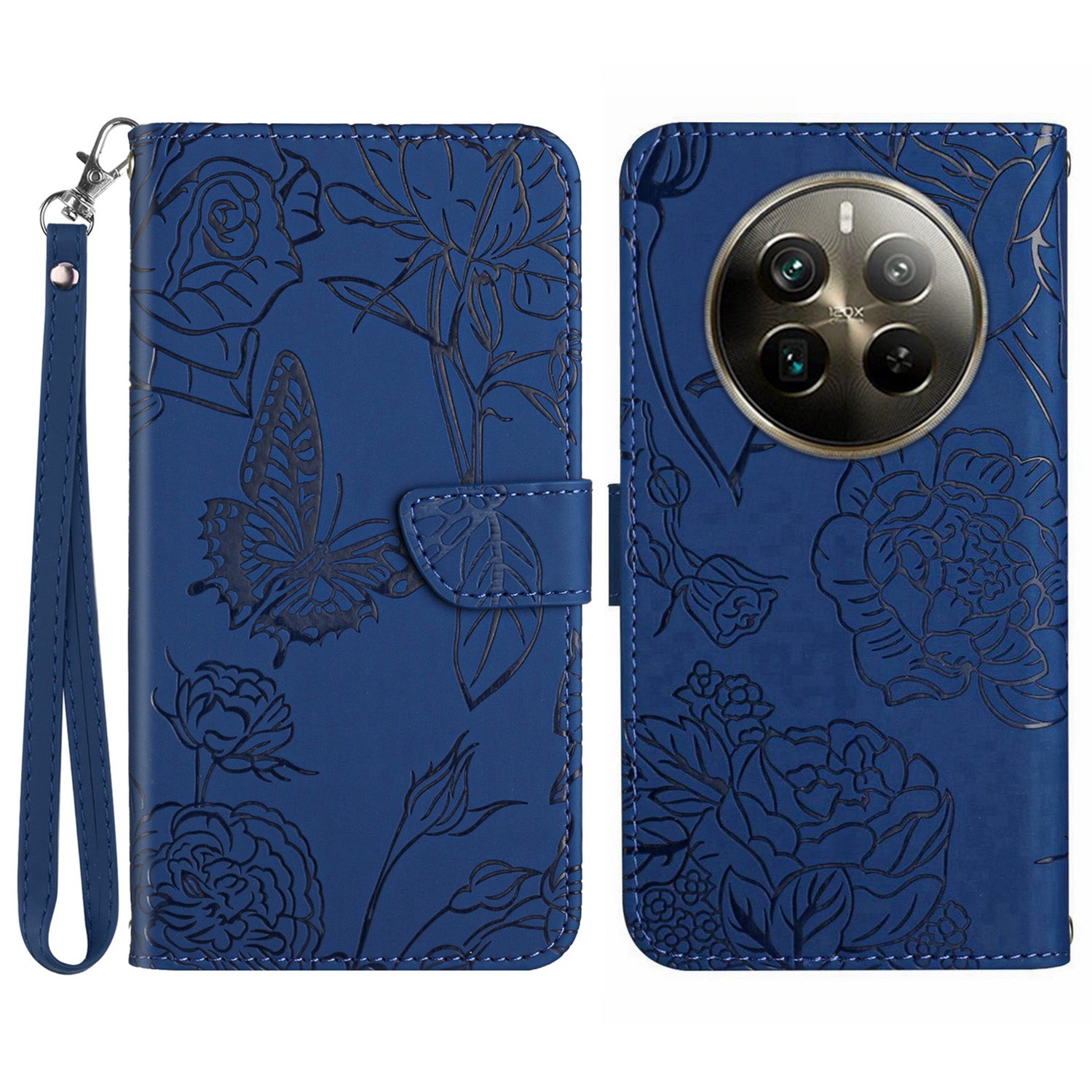 HT03 For Realme 12+ 5G Case Wallet Leather Flip Phone Cover with Hand Strap