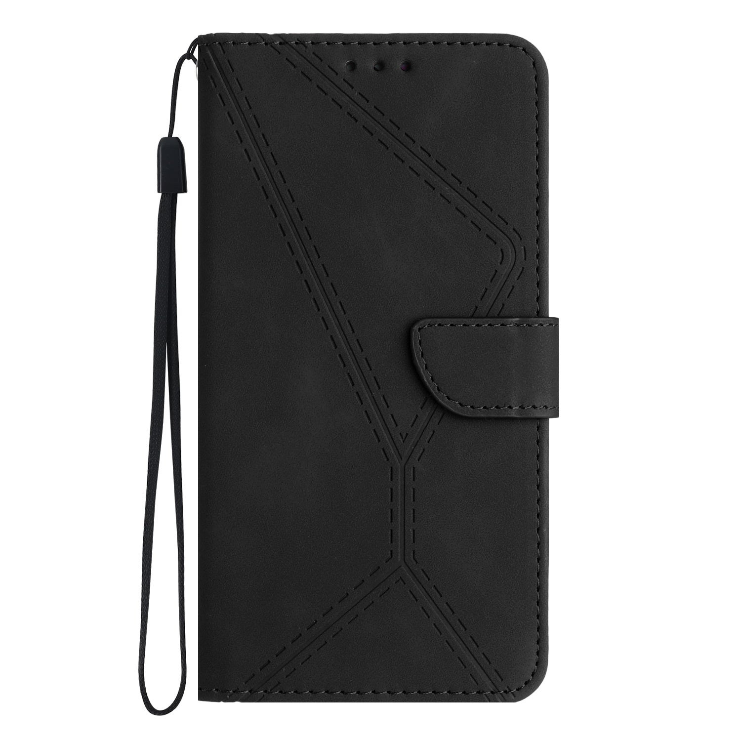 HT05 For Realme 12+ 5G Wallet Case PU Leather Stand Phone Cover Lines Imprinted