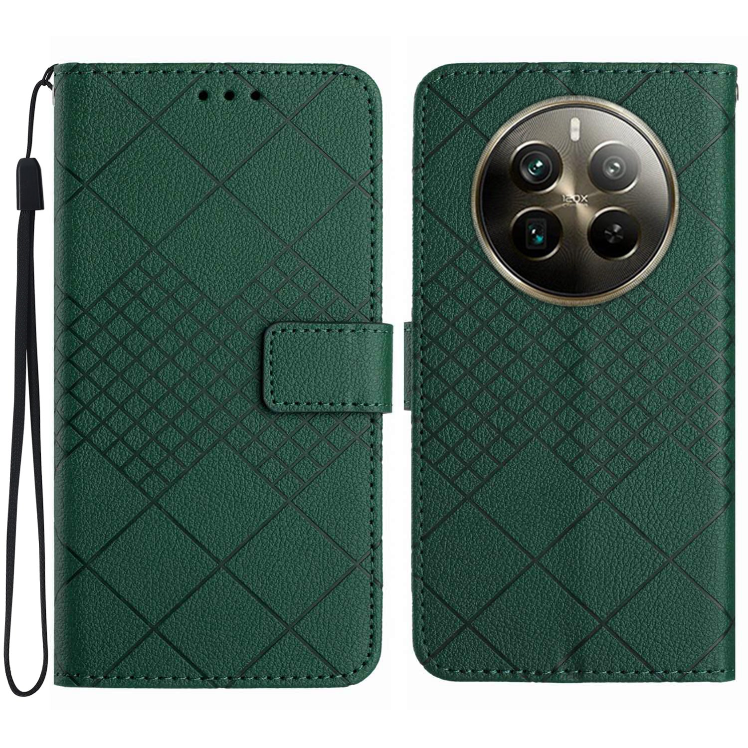 HT06 For Realme 12+ 5G Case Rhombus Litchi Texture Wallet Leather Phone Cover