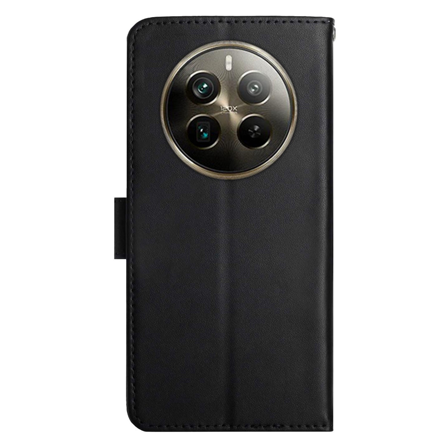 HT02 For Realme 12+ 5G Case Nappa Texture Genuine Cow Leather+TPU Phone Cover