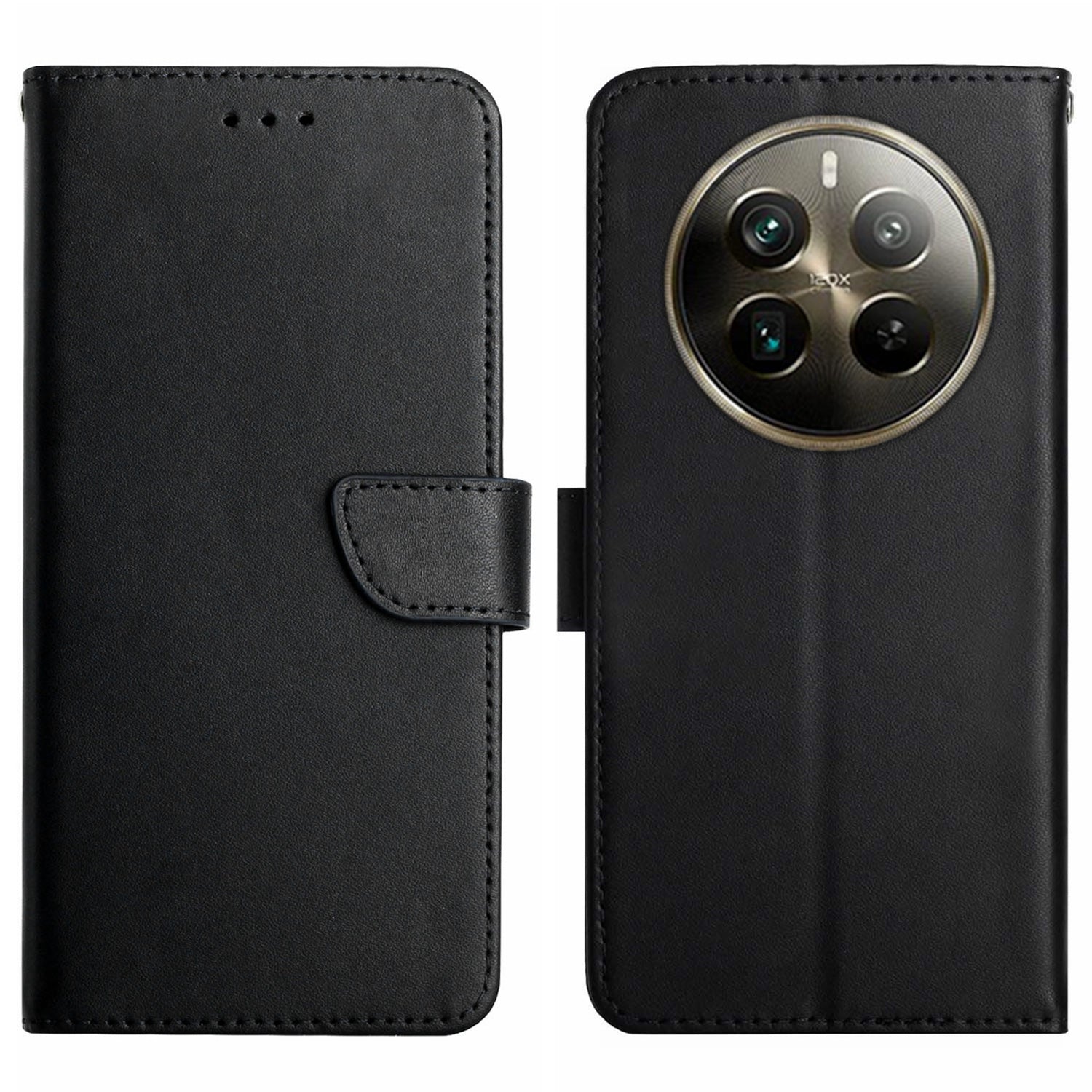 HT02 For Realme 12 Pro 5G / 12 Pro+ 5G Wallet Case Genuine Cow Leather Stand Phone Cover