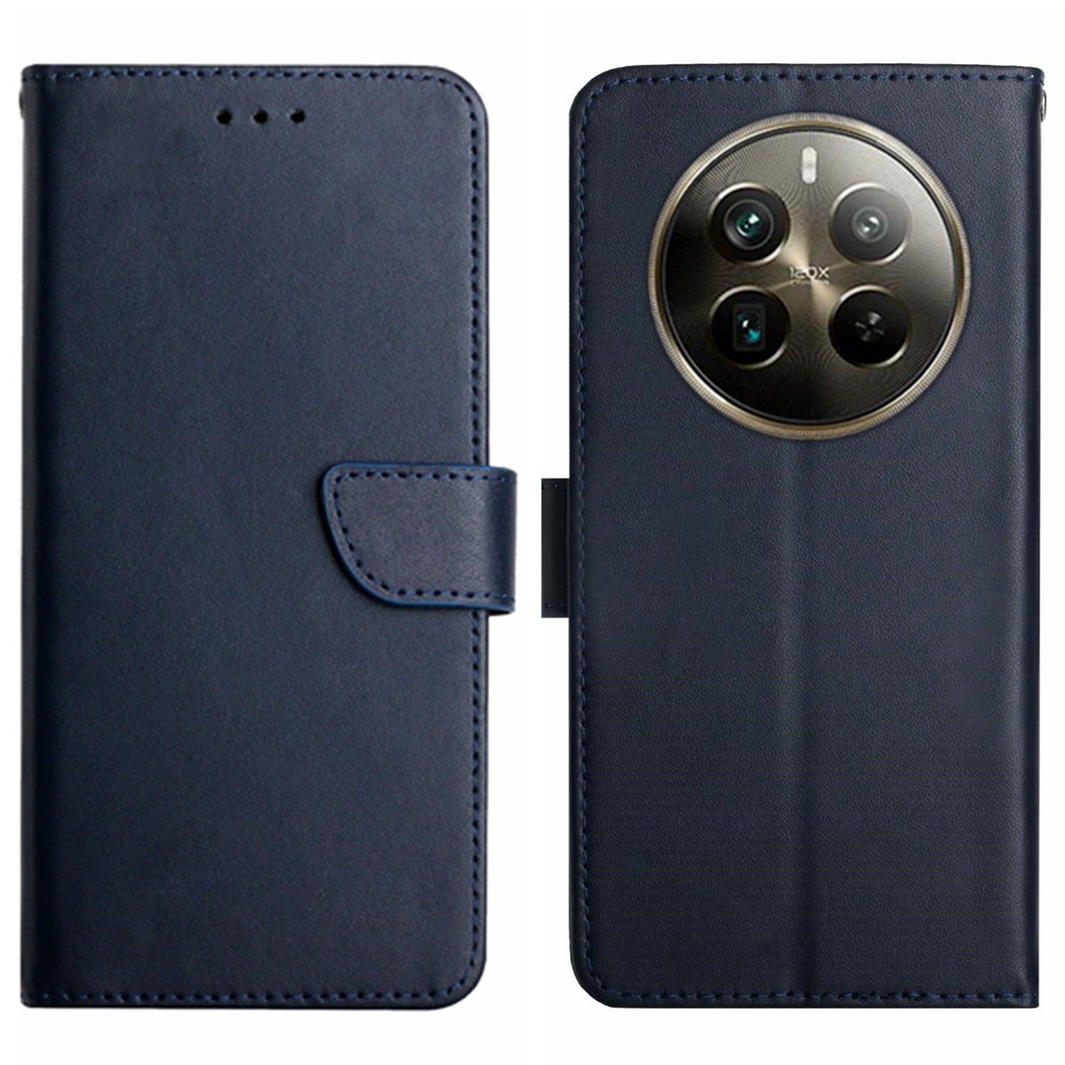 HT02 For Realme 12 Pro 5G / 12 Pro+ 5G Wallet Case Genuine Cow Leather Stand Phone Cover