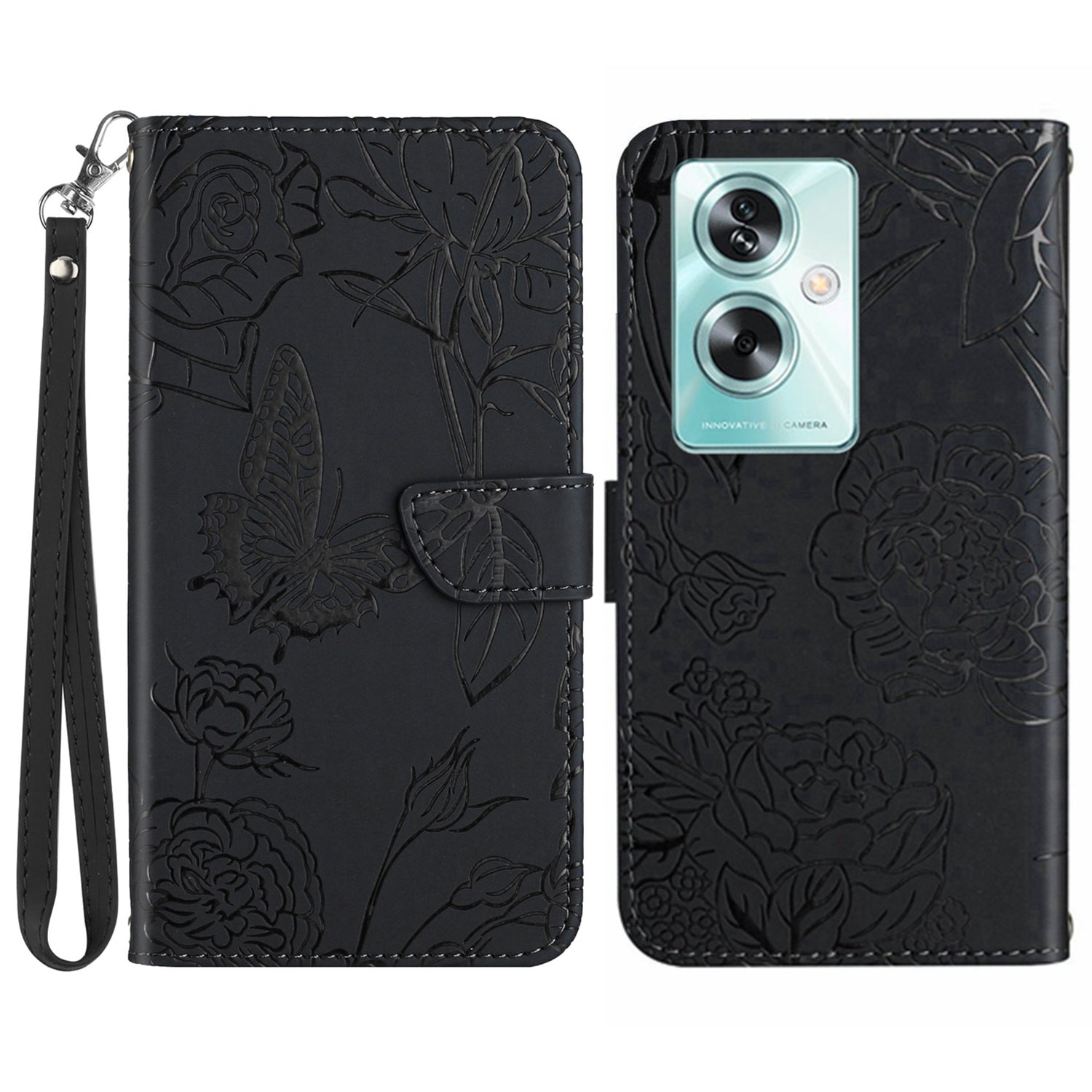 HT03 For Oppo Reno11 F 5G / F25 Pro 5G Leather Case Butterfly Flower Wallet Phone Cover