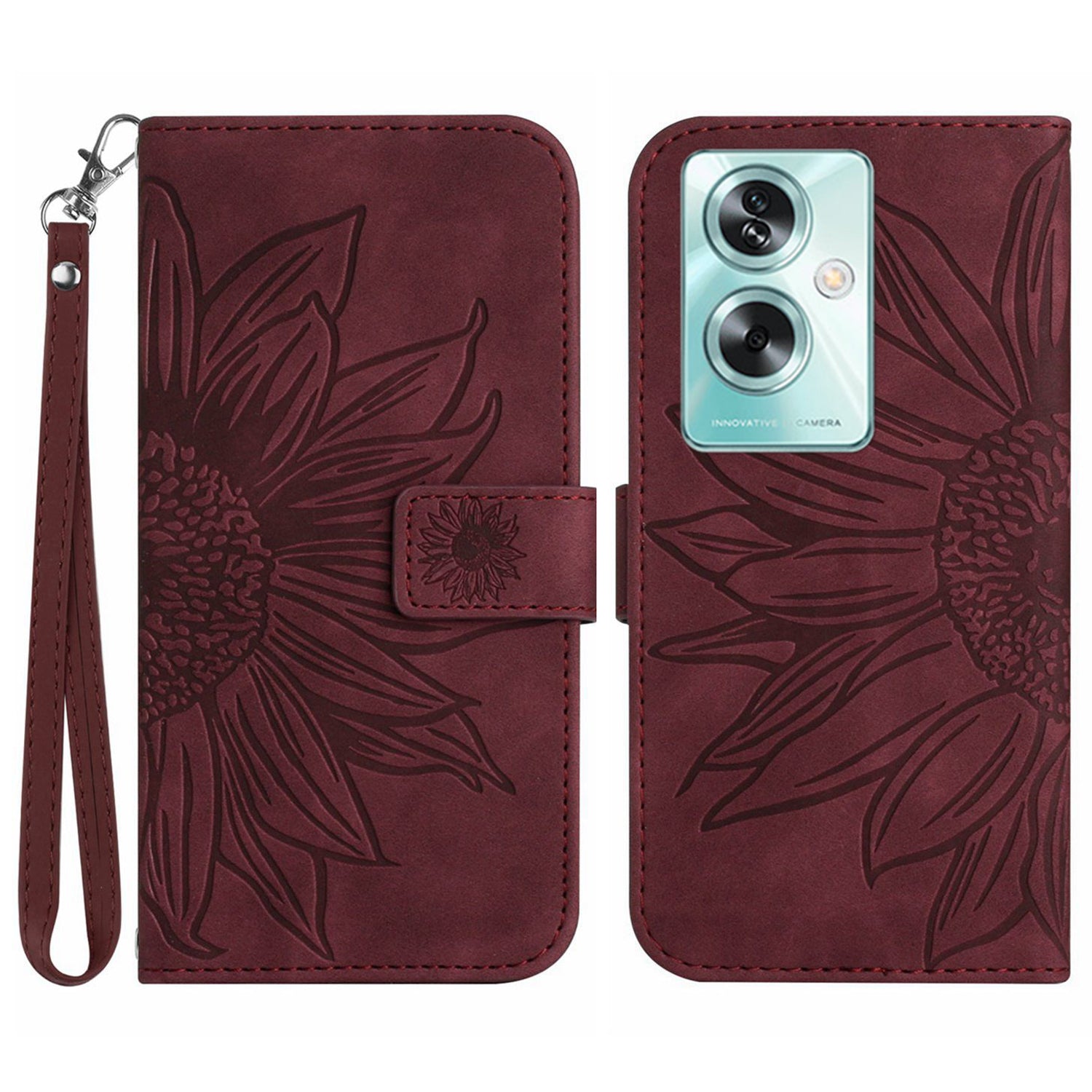 HT04 For Oppo Reno11 F 5G / F25 Pro 5G Case Sunflower Pattern Wallet Flip Leather Phone Cover