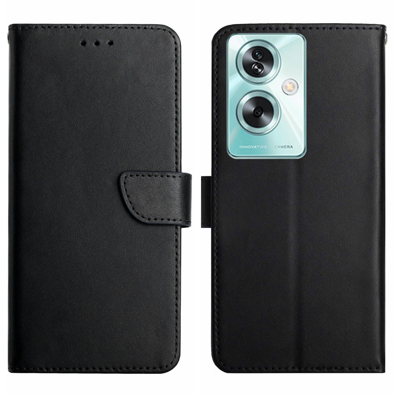 HT02 For Oppo Reno11 F 5G / F25 Pro 5G Case Genuine Cow Leather Solid Color Phone Cover