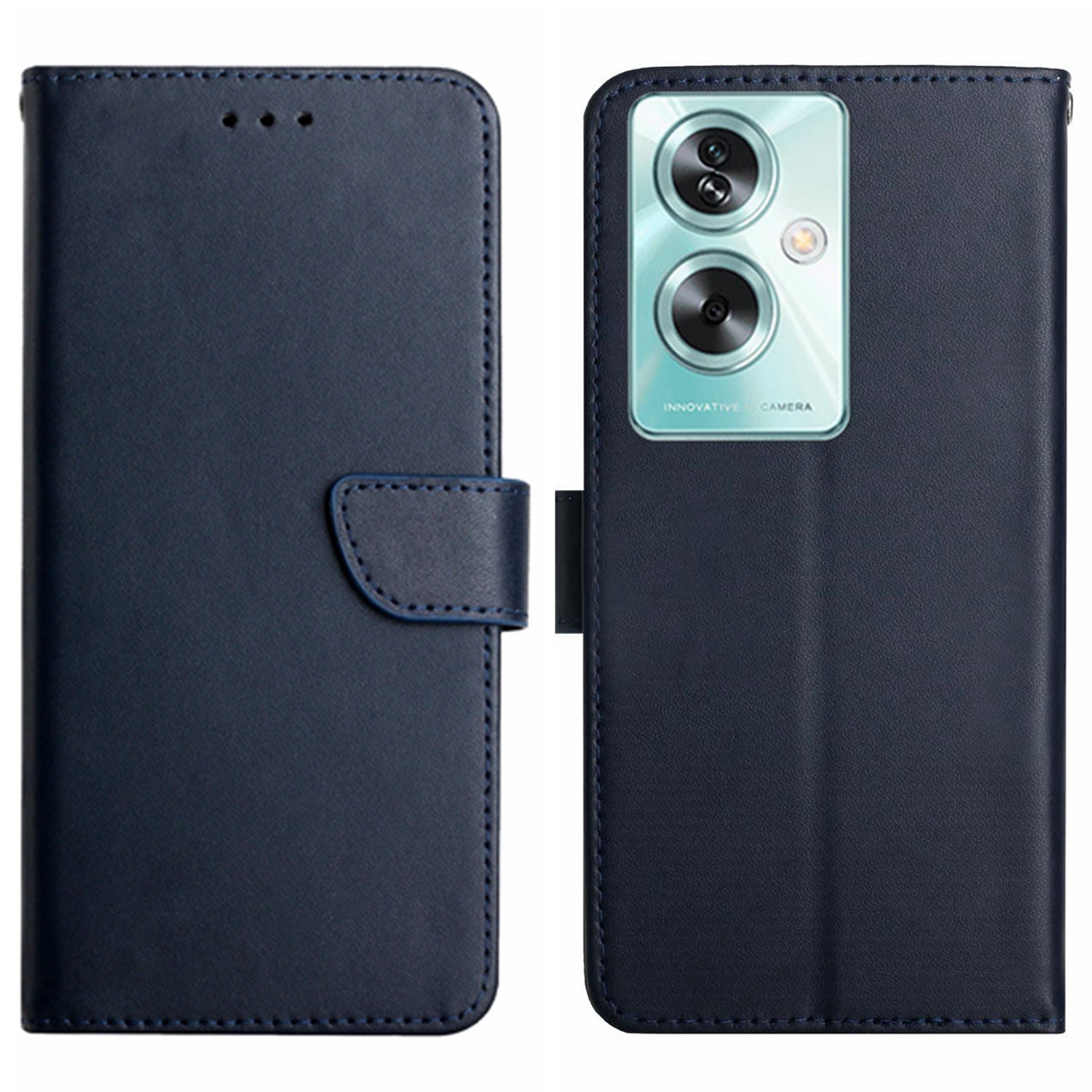 HT02 For Oppo Reno11 F 5G / F25 Pro 5G Case Genuine Cow Leather Solid Color Phone Cover