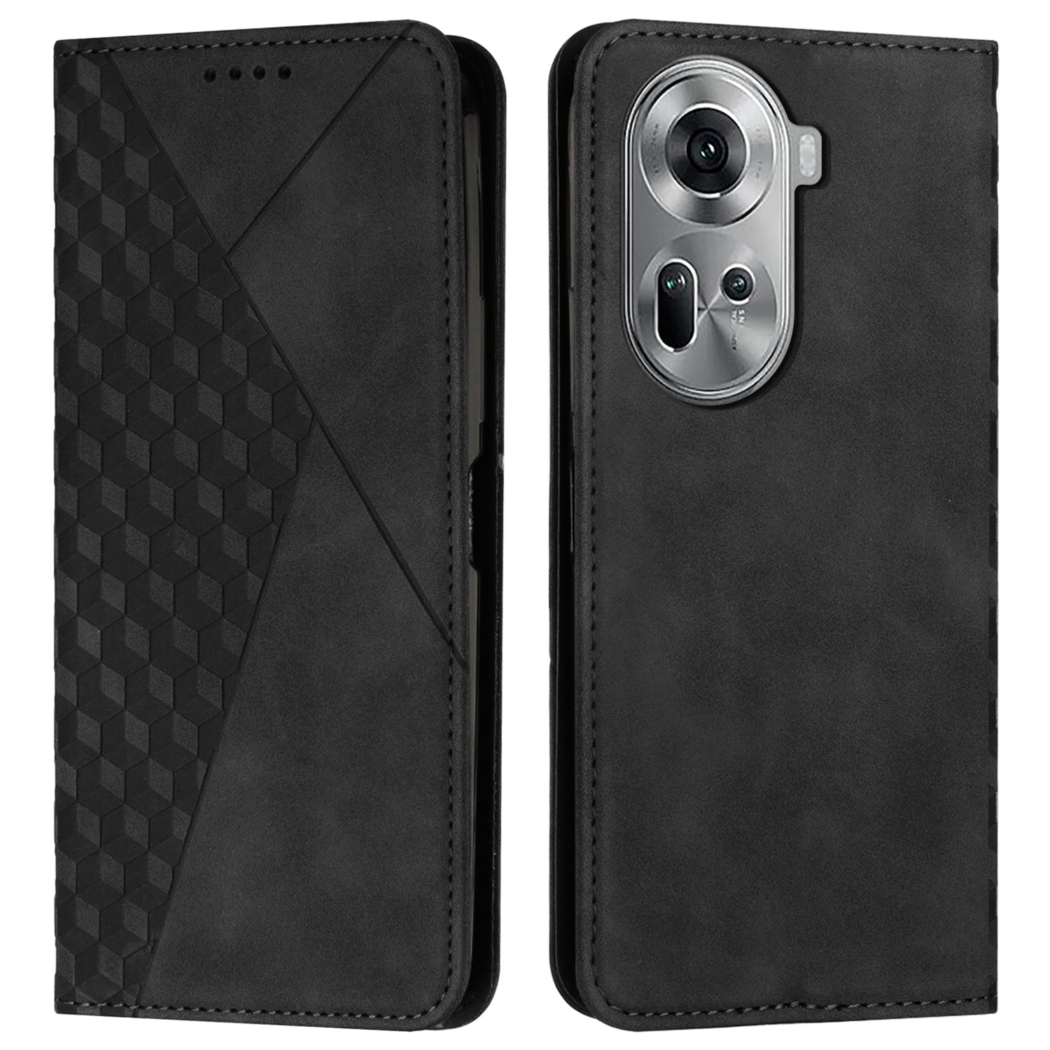 For Oppo Reno11 5G (Global) Case Leather+TPU Scratch-proof Phone Cover with Magnetic Closure