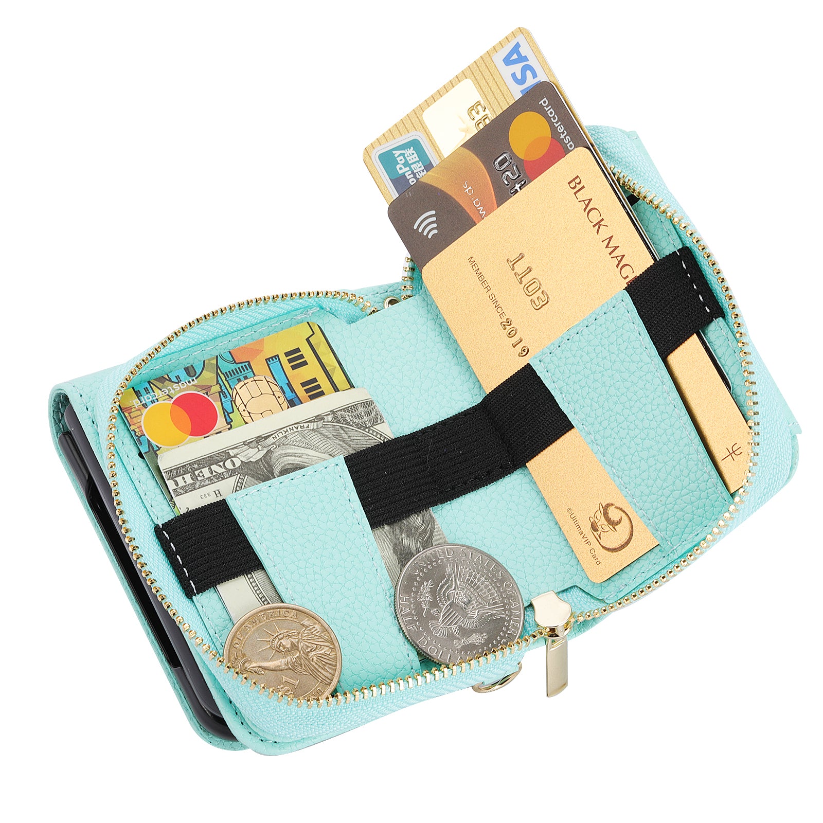 For Samsung Galaxy Z Flip4 5G Case PU Leather Zipper Purse Crossbody Phone Cover