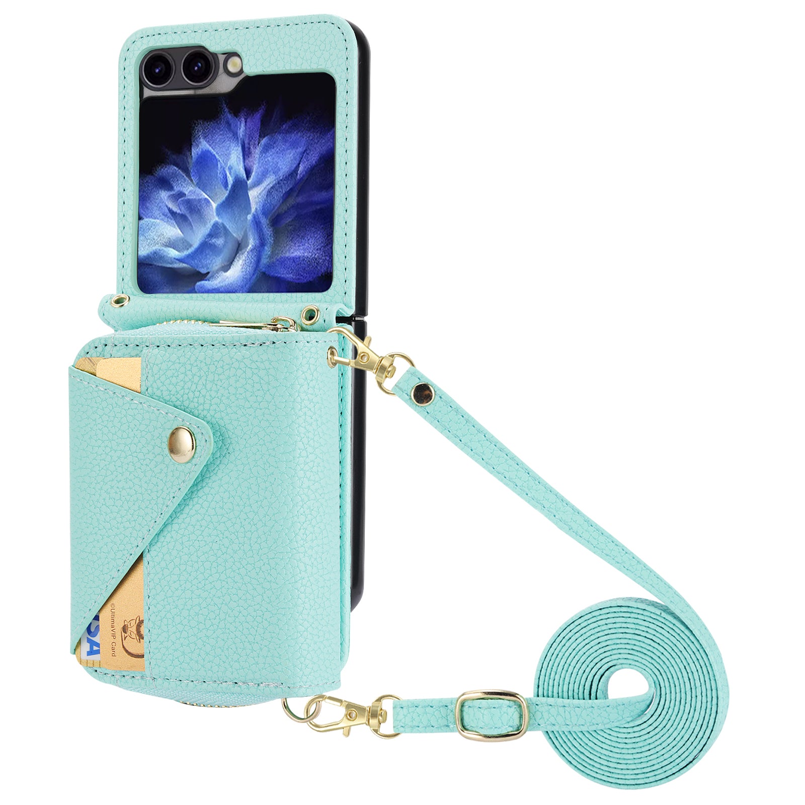 For Samsung Galaxy Z Flip5 5G Case PU Leather Card Slots Holder Phone Back Cover