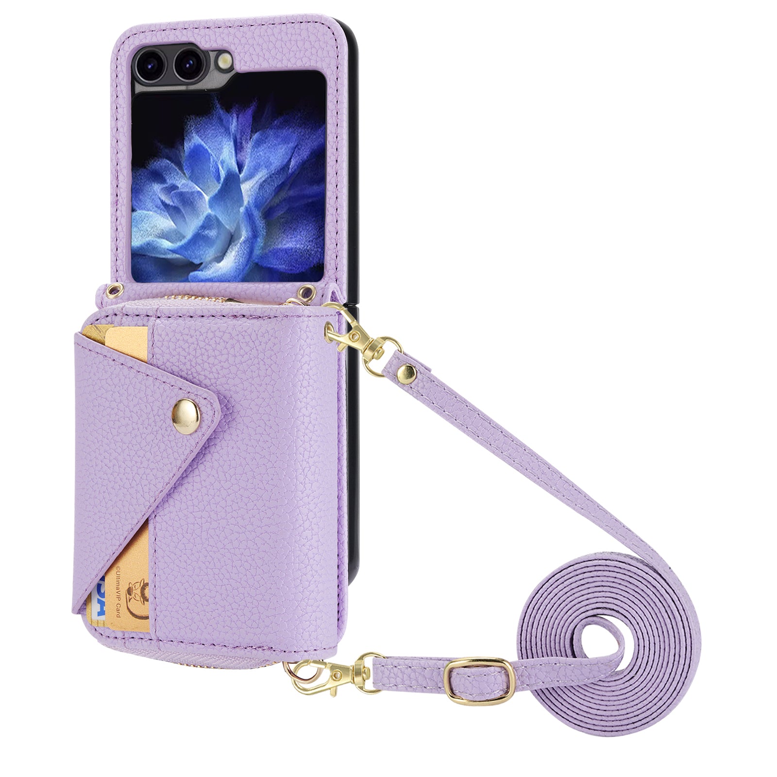 For Samsung Galaxy Z Flip5 5G Case PU Leather Card Slots Holder Phone Back Cover