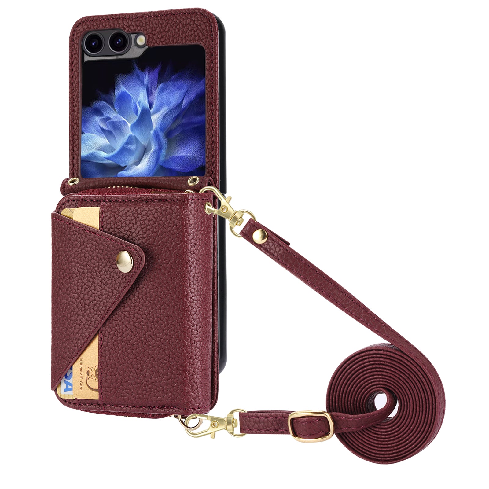 For Samsung Galaxy Z Flip5 5G Case PU Leather Card Slots Holder Phone Back Cover