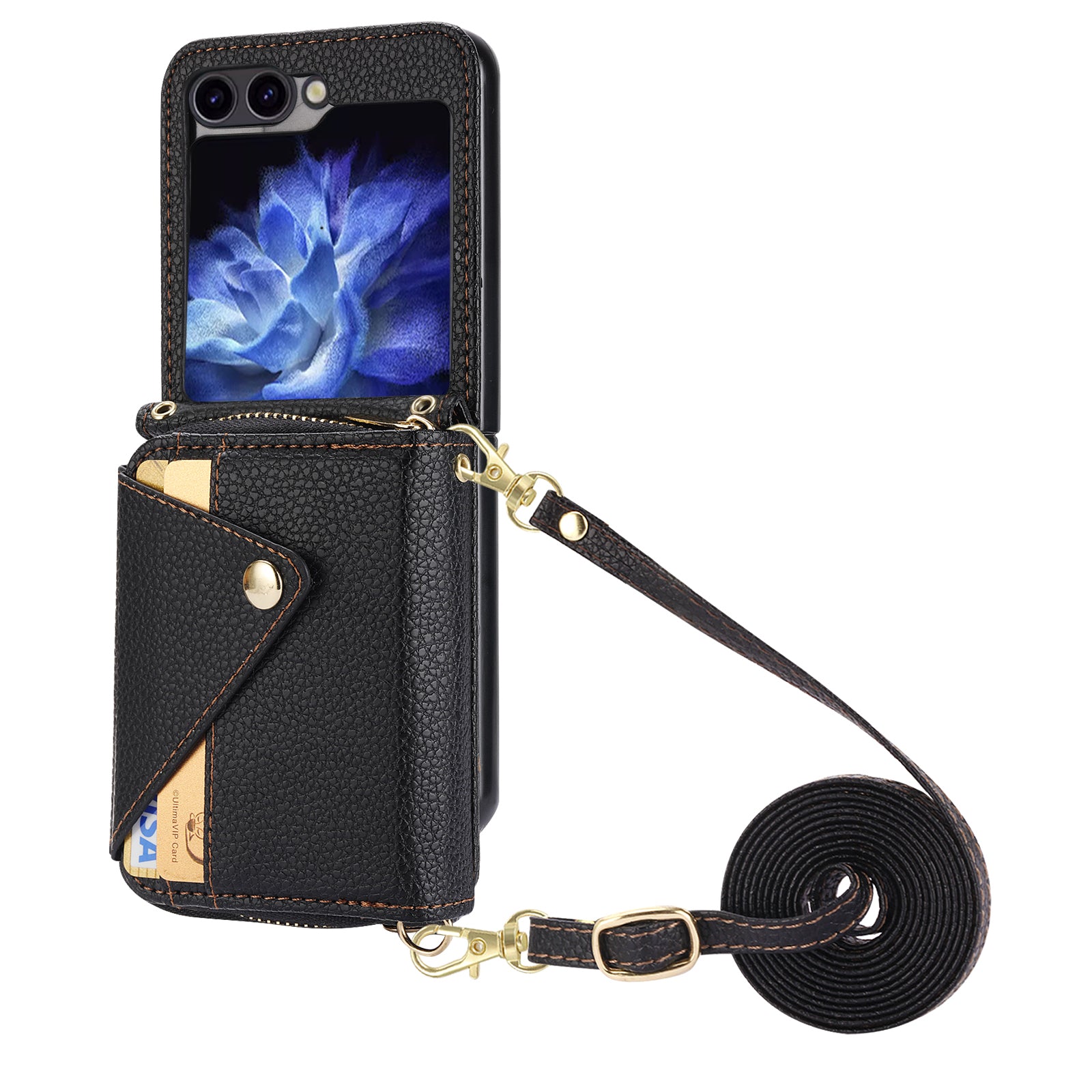 For Samsung Galaxy Z Flip5 5G Case PU Leather Card Slots Holder Phone Back Cover