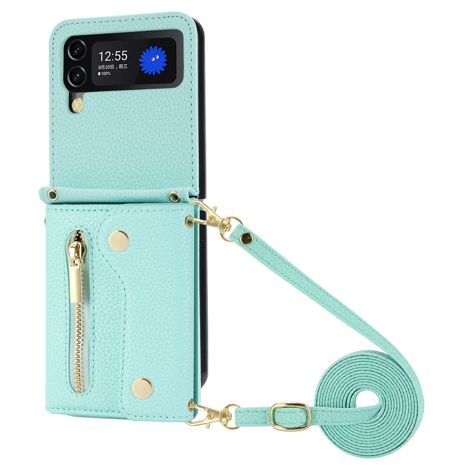 For Samsung Galaxy Z Flip3 5G Case PU Leather Zipper Credit Card Holder Phone Back Cover
