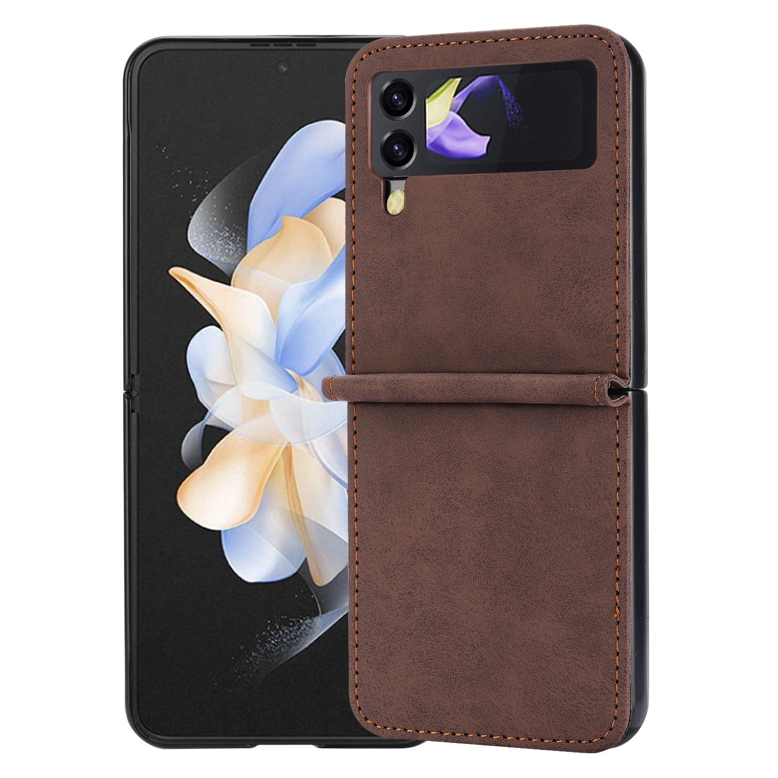 DF-05 For Samsung Galaxy Z Flip4 5G Case PC+PU Leather Bump Proof Back Phone Cover