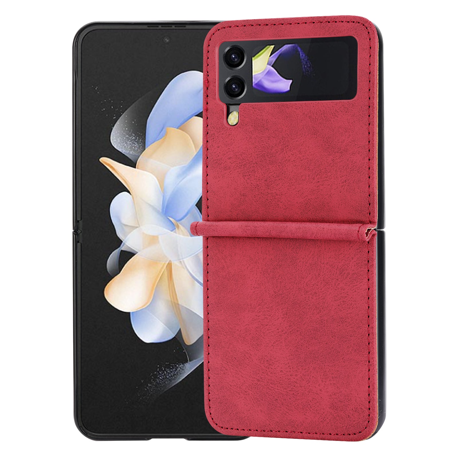 DF-05 For Samsung Galaxy Z Flip3 5G Case Solid Color PC+PU Leather Cell Phone Cover