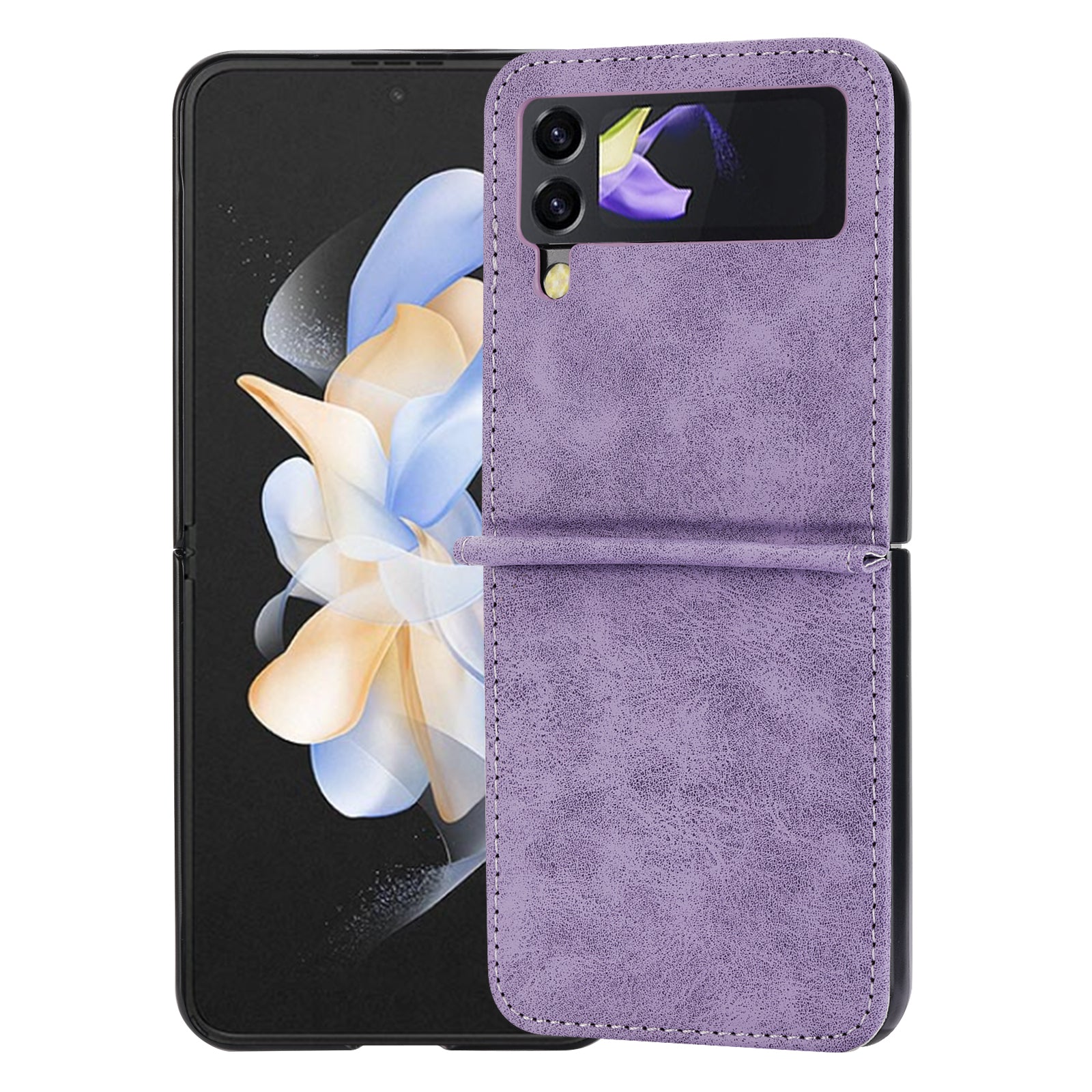 DF-05 For Samsung Galaxy Z Flip3 5G Case Solid Color PC+PU Leather Cell Phone Cover