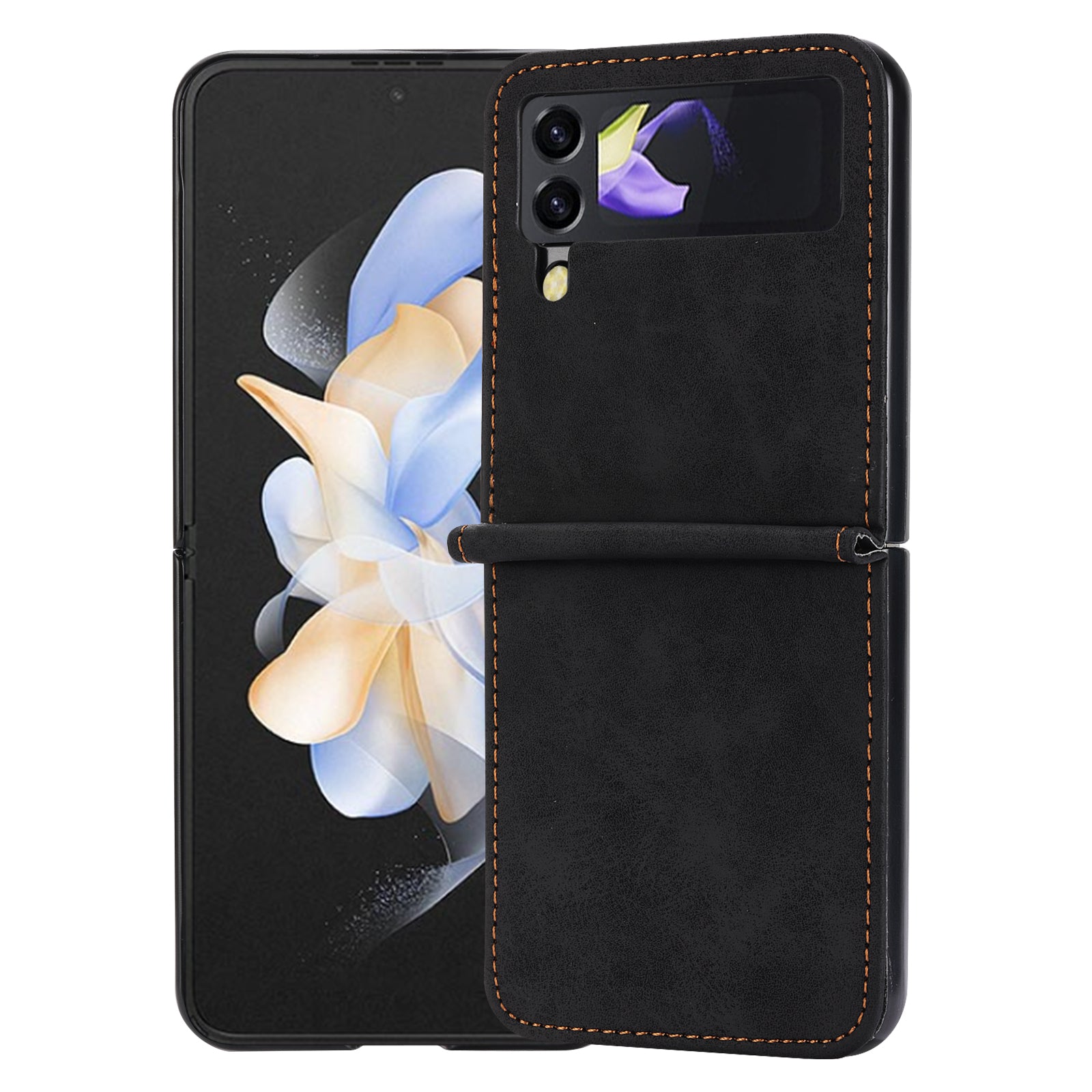 DF-05 For Samsung Galaxy Z Flip3 5G Case Solid Color PC+PU Leather Cell Phone Cover