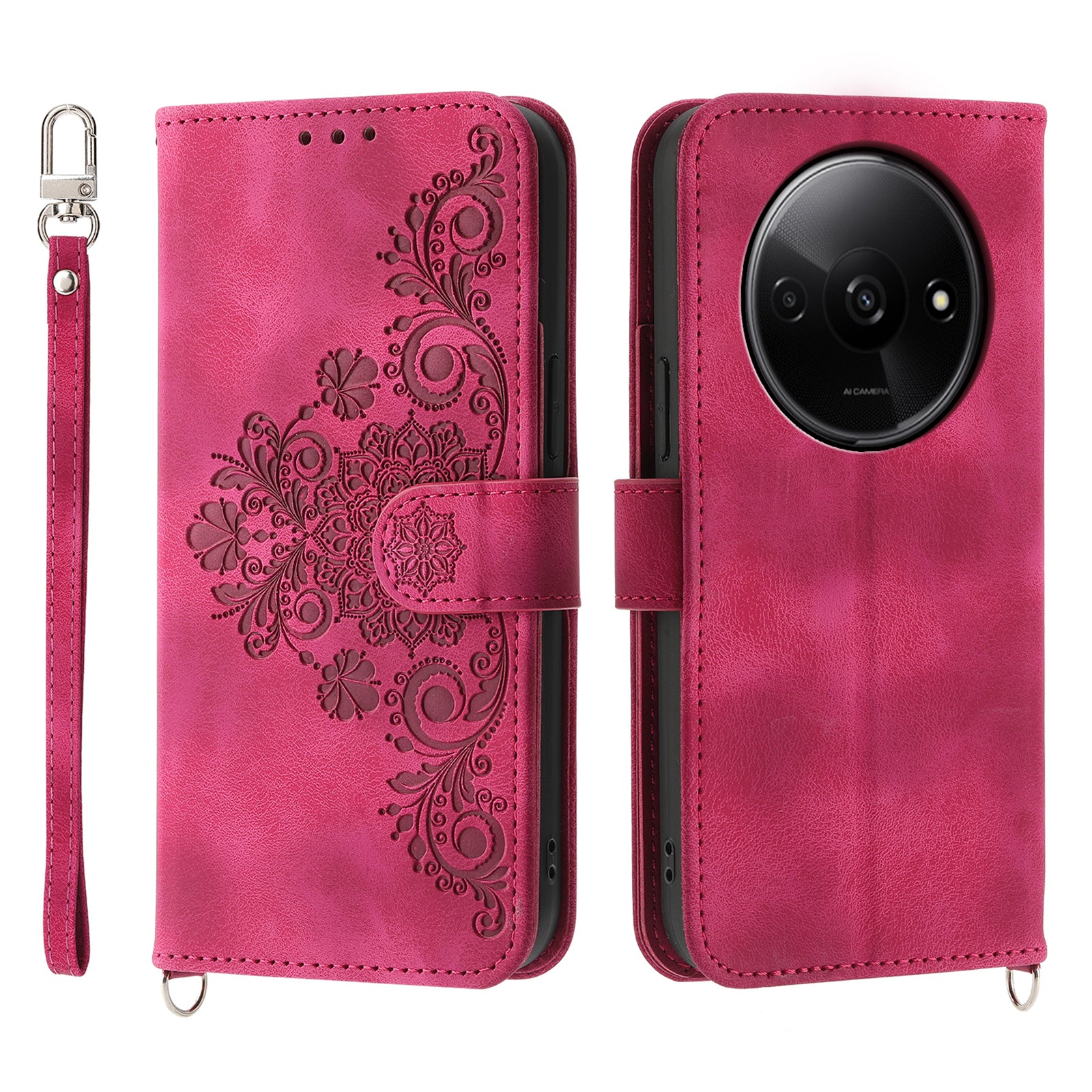 For Xiaomi Redmi A3 / Poco C61 4G Leather Phone Cover Flower Pattern Case Multiple Card Slots