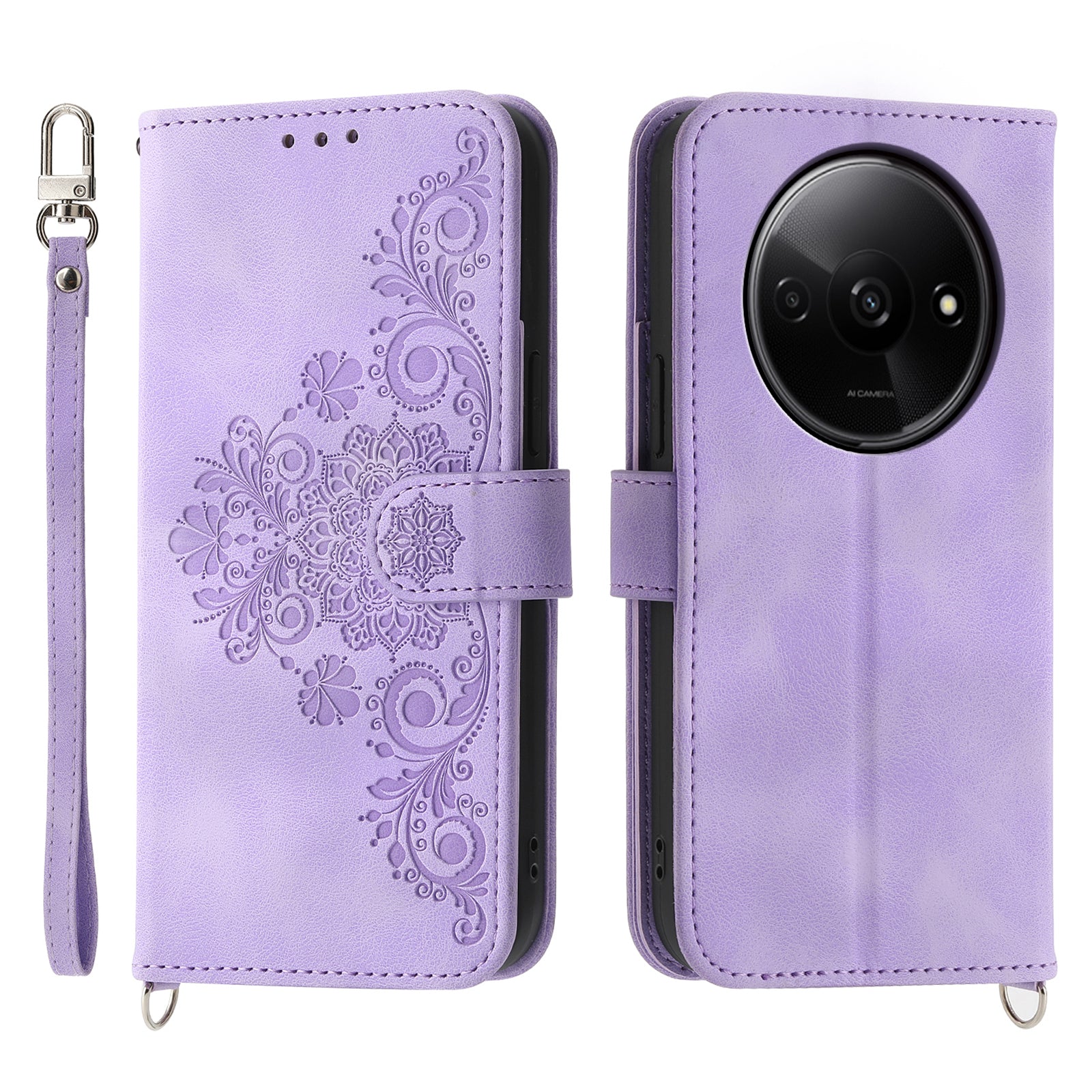 For Xiaomi Redmi A3 / Poco C61 4G Leather Phone Cover Flower Pattern Case Multiple Card Slots