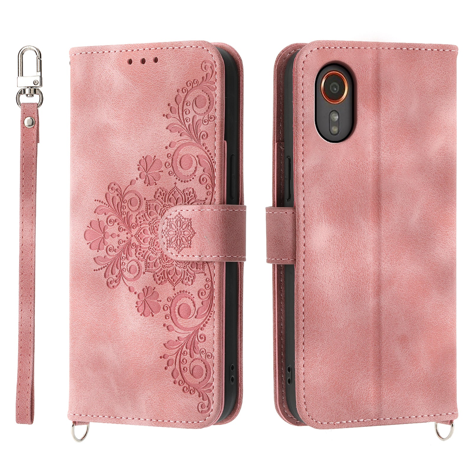 For Samsung Galaxy Xcover7 PU Leather Phone Case Flower Pattern Cover with Multiple Card Slots