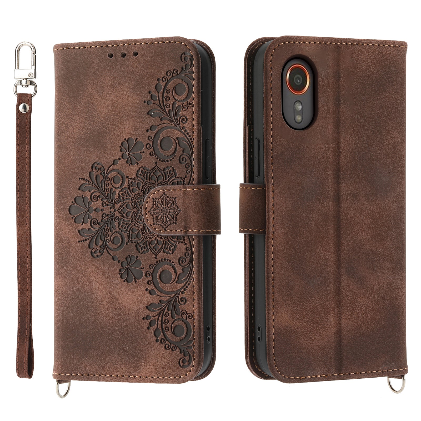 For Samsung Galaxy Xcover7 PU Leather Phone Case Flower Pattern Cover with Multiple Card Slots