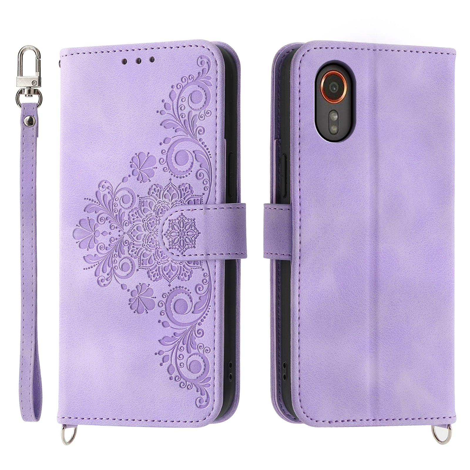 For Samsung Galaxy Xcover7 PU Leather Phone Case Flower Pattern Cover with Multiple Card Slots