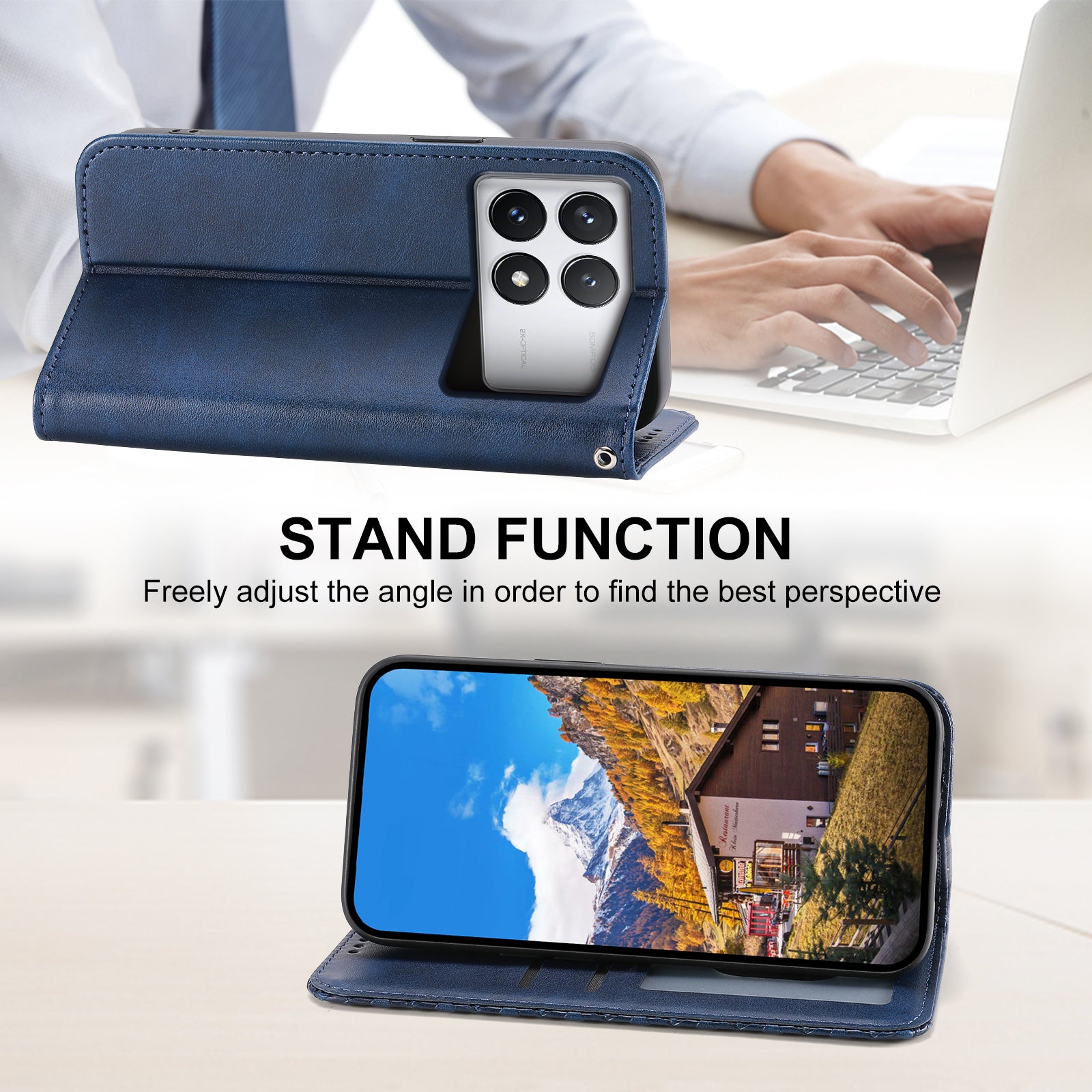 For Xiaomi Redmi K70E 5G / Poco X6 Pro 5G Imprinted Wallet Phone Stand Case PU Leather+TPU Cell Phone Cover
