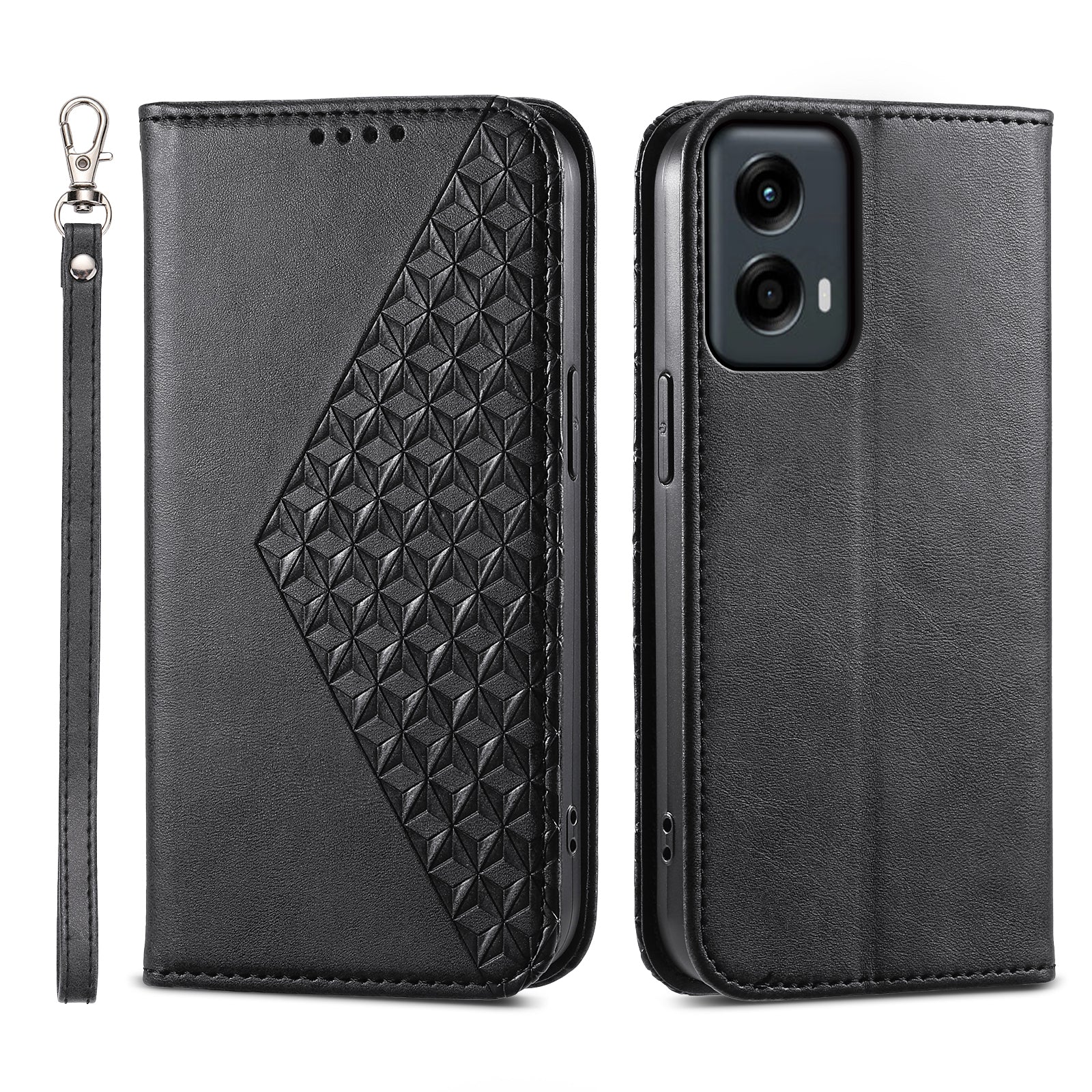 For Motorola Moto G Stylus 5G (2024) Case Anti-scratch PU Leather Rhombus Imprinted Phone Cover
