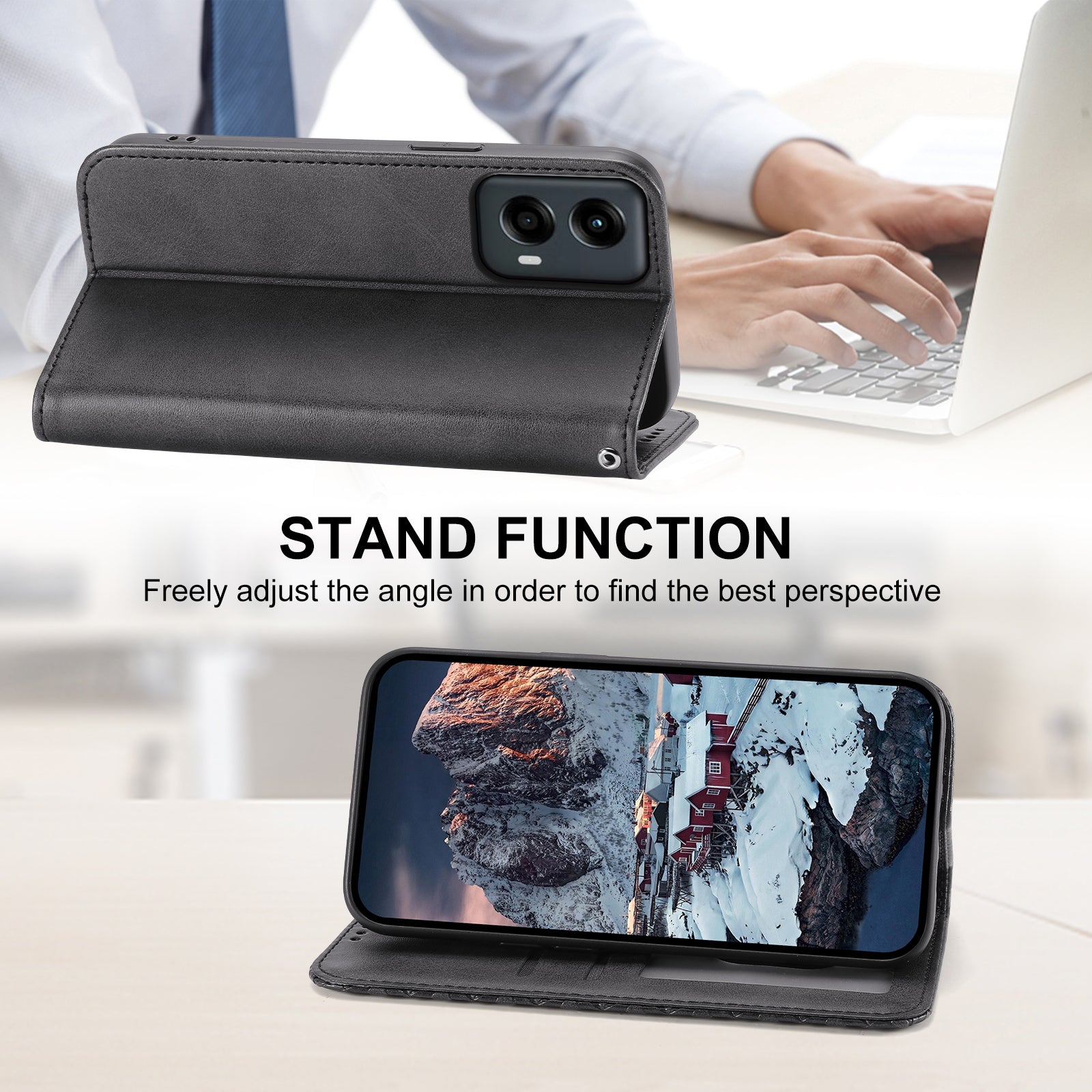 For Motorola Moto G Stylus 5G (2024) Case Anti-scratch PU Leather Rhombus Imprinted Phone Cover