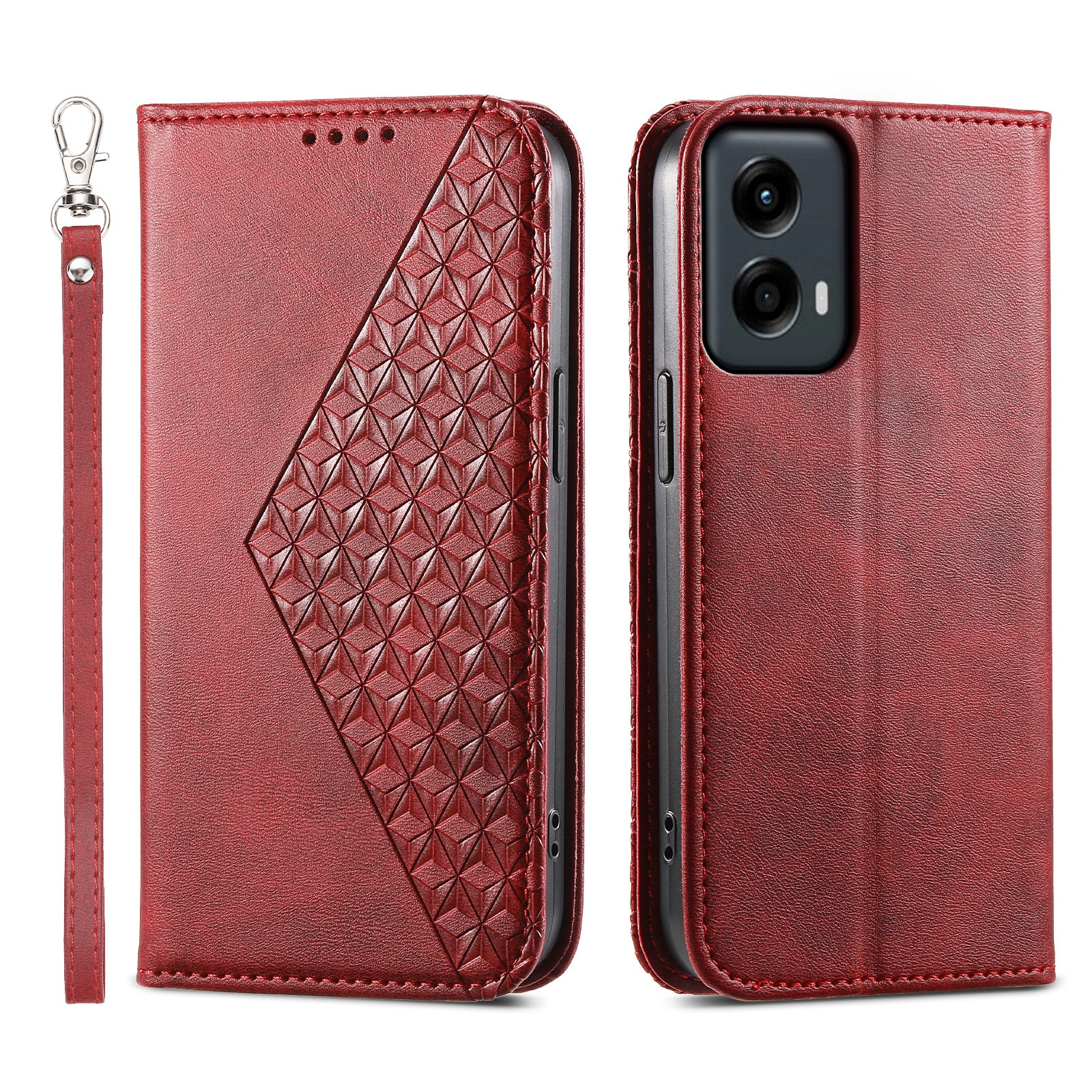For Motorola Moto G Stylus 5G (2024) Case Anti-scratch PU Leather Rhombus Imprinted Phone Cover