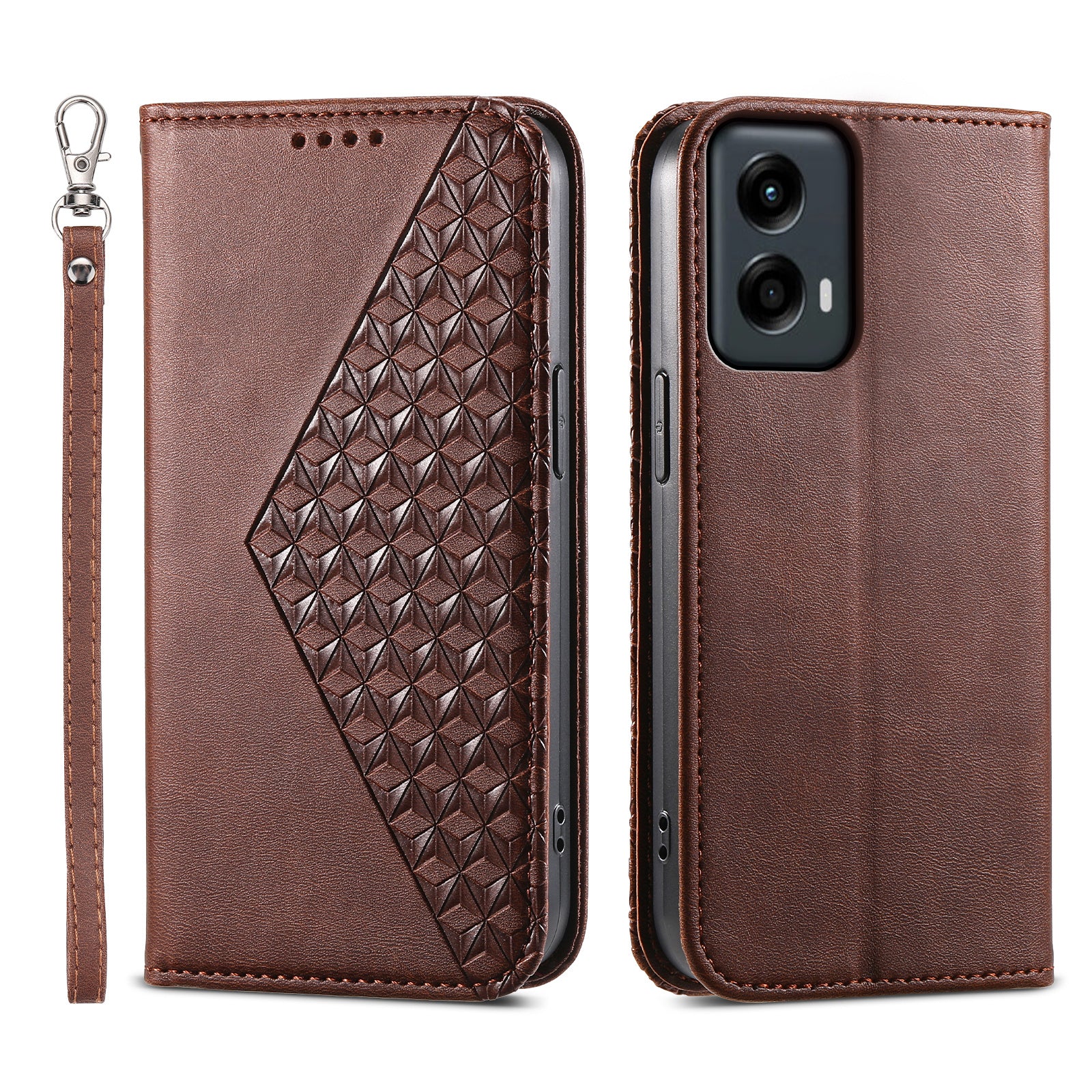For Motorola Moto G Stylus 5G (2024) Case Anti-scratch PU Leather Rhombus Imprinted Phone Cover