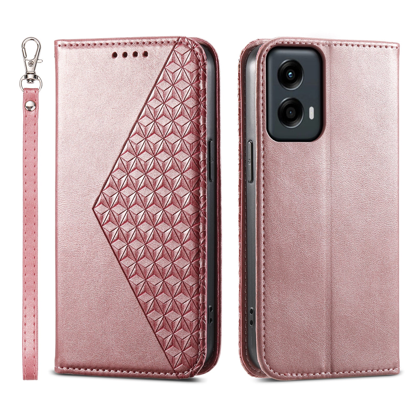 For Motorola Moto G Stylus 5G (2024) Case Anti-scratch PU Leather Rhombus Imprinted Phone Cover